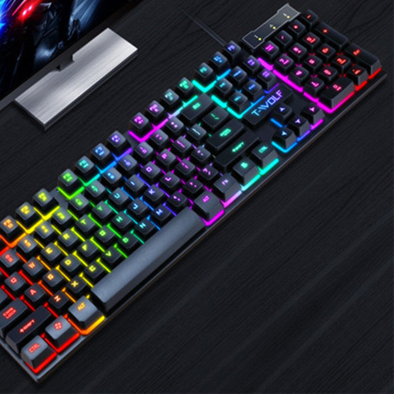Clavier gaming USB RGB mécanique avec touches flottantes et rétroéclairage multicolore"
