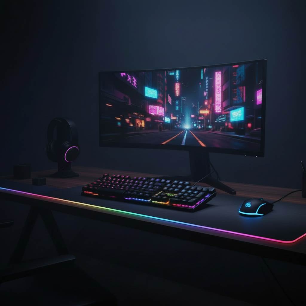 Clavier gaming USB RGB mécanique avec touches flottantes et rétroéclairage multicolore"