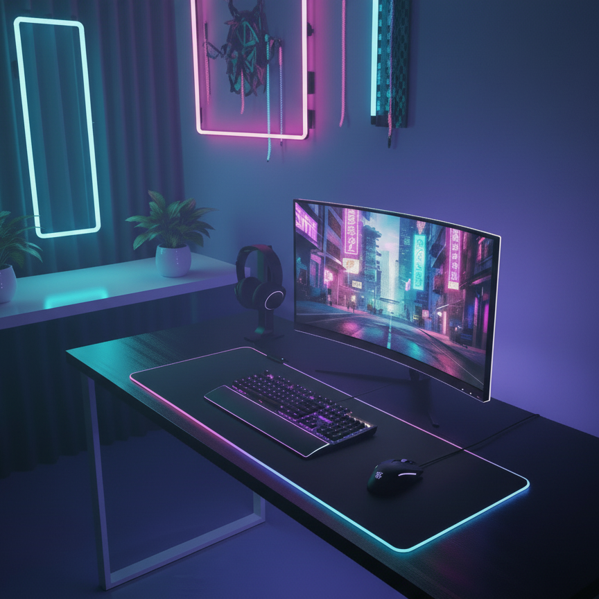 Tapis de souris gaming RGB LED avec éclairage Symphony multicolore