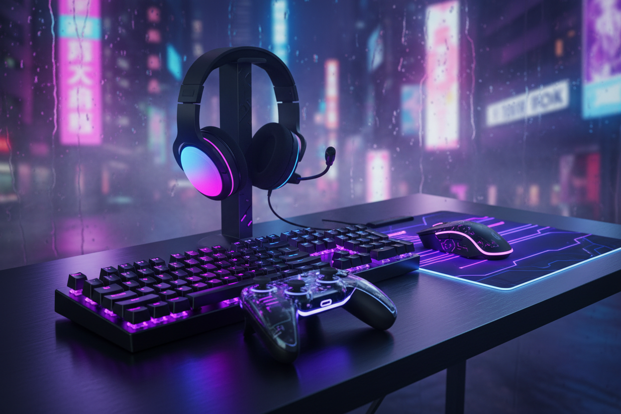 Setup gaming cyberpunk RGB